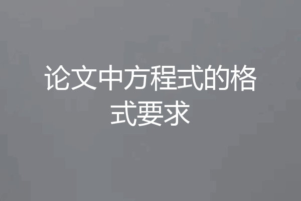 论文中方程式的格式要求