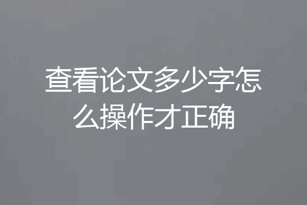 查看论文多少字怎么操作才正确