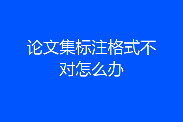 论文集标注格式不对怎么办