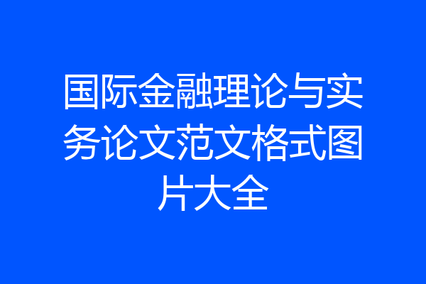 国际金融理论与实务论文范文格式图片大全