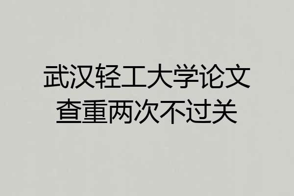 武汉轻工大学论文查重两次不过关