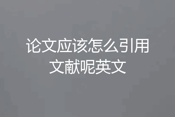 论文应该怎么引用文献呢英文