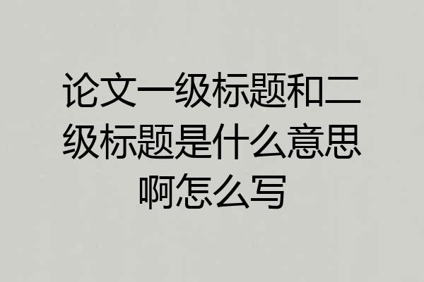 论文一级标题和二级标题是什么意思啊怎么写