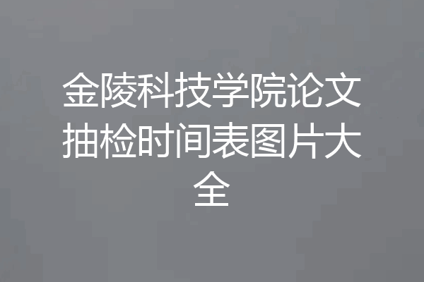 金陵科技学院论文抽检时间表图片大全
