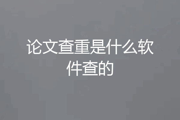 论文查重是什么软件查的
