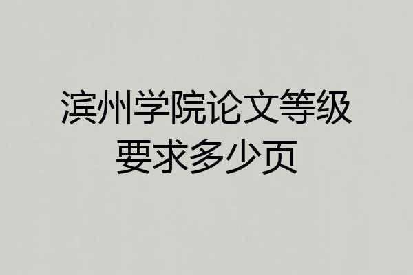 滨州学院论文等级要求多少页