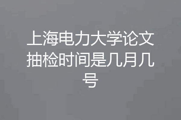 上海电力大学论文抽检时间是几月几号