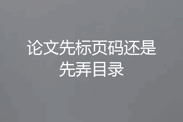 论文先标页码还是先弄目录