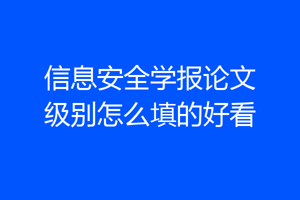 信息安全学报论文级别怎么填的好看
