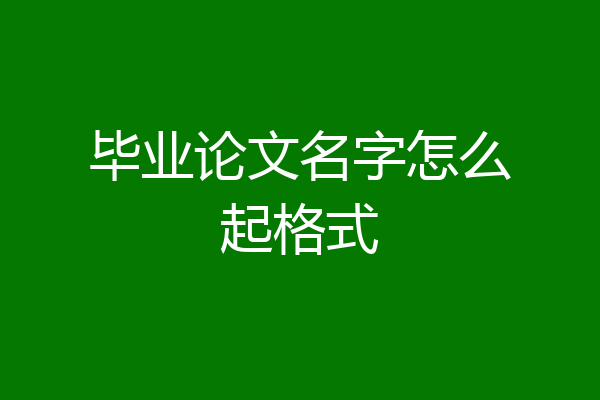 毕业论文名字怎么起格式