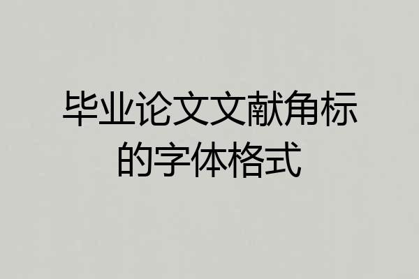 毕业论文文献角标的字体格式