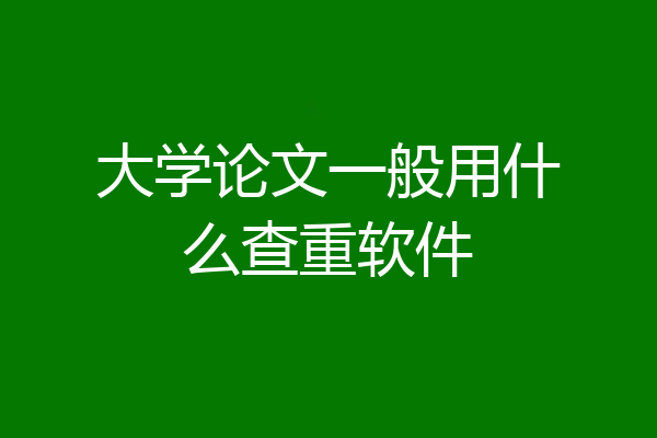 大学论文一般用什么查重软件