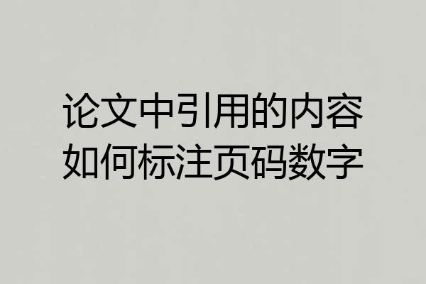 论文中引用的内容如何标注页码数字