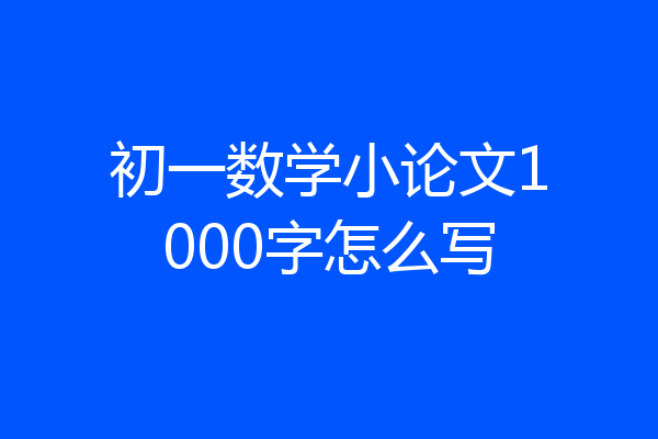 初一数学小论文1000字怎么写
