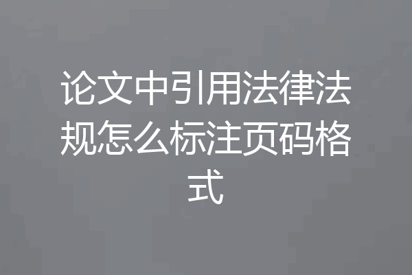 论文中引用法律法规怎么标注页码格式