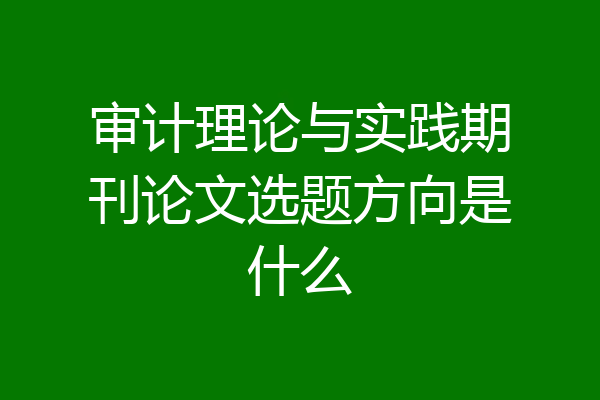 审计理论与实践期刊论文选题方向是什么