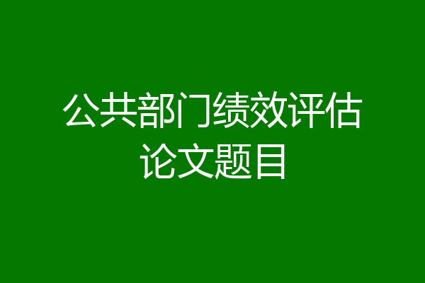 公共部门绩效评估论文题目