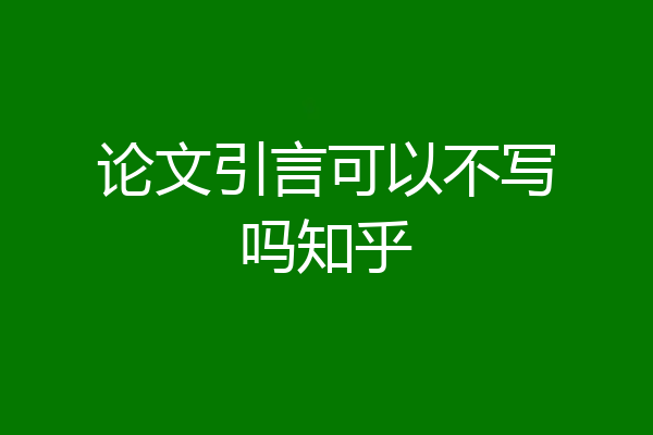 论文引言可以不写吗知乎