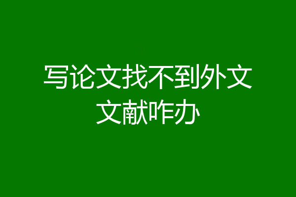 写论文找不到外文文献咋办