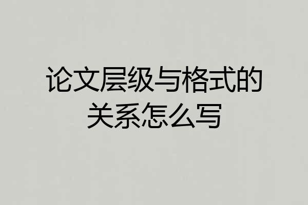 论文层级与格式的关系怎么写