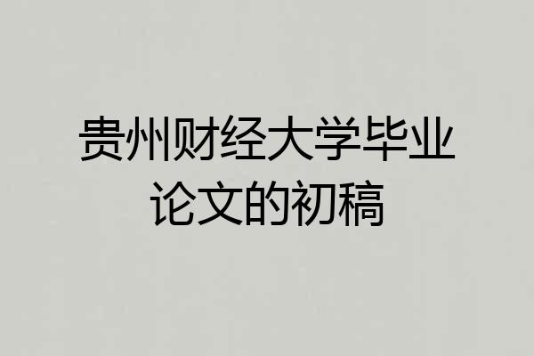 贵州财经大学毕业论文的初稿