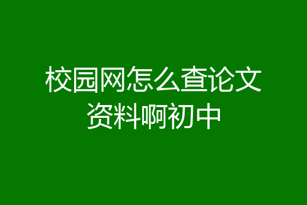 校园网怎么查论文资料啊初中