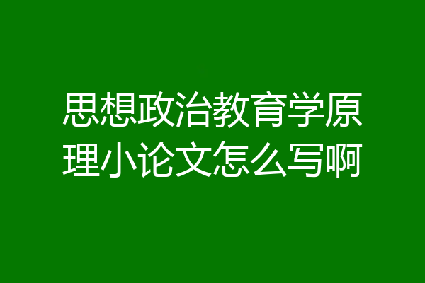 思想政治教育学原理小论文怎么写啊