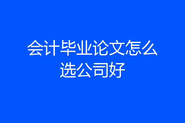 会计毕业论文怎么选公司好