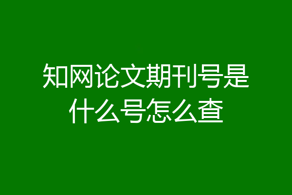 知网论文期刊号是什么号怎么查