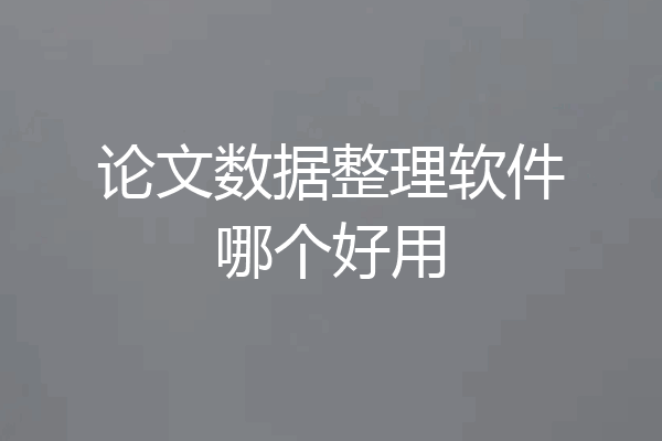 论文数据整理软件哪个好用