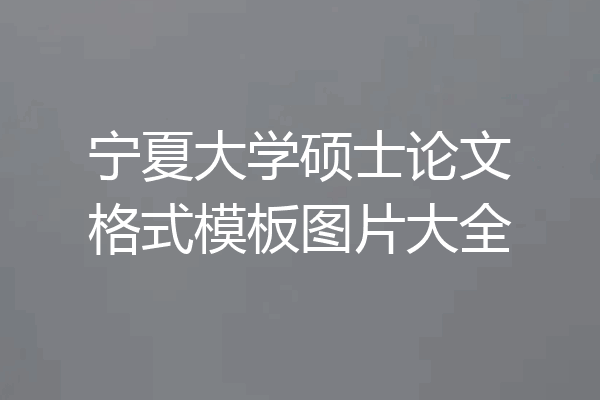 宁夏大学硕士论文格式模板图片大全