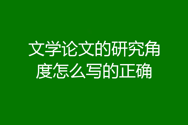 文学论文的研究角度怎么写的正确