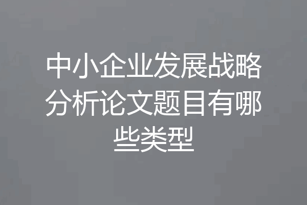 中小企业发展战略分析论文题目有哪些类型