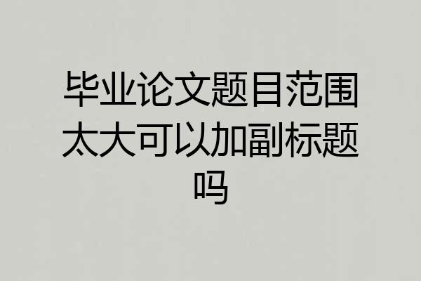 毕业论文题目范围太大可以加副标题吗