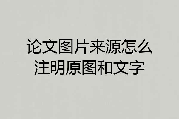 论文图片来源怎么注明原图和文字