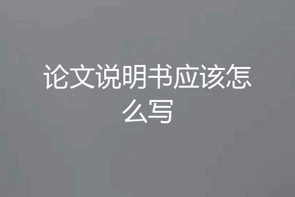 论文说明书应该怎么写