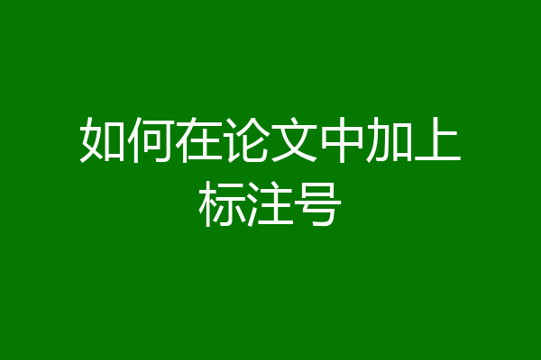 如何在论文中加上标注号