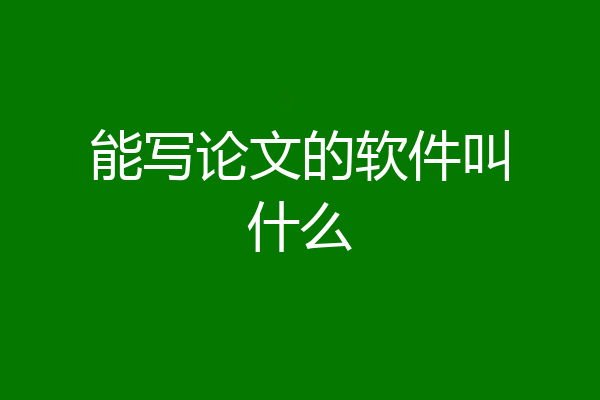 能写论文的软件叫什么