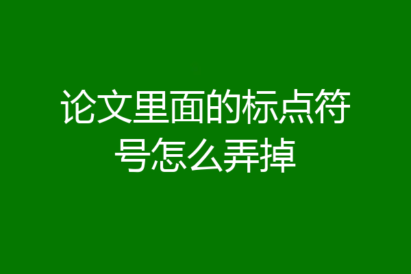 论文里面的标点符号怎么弄掉