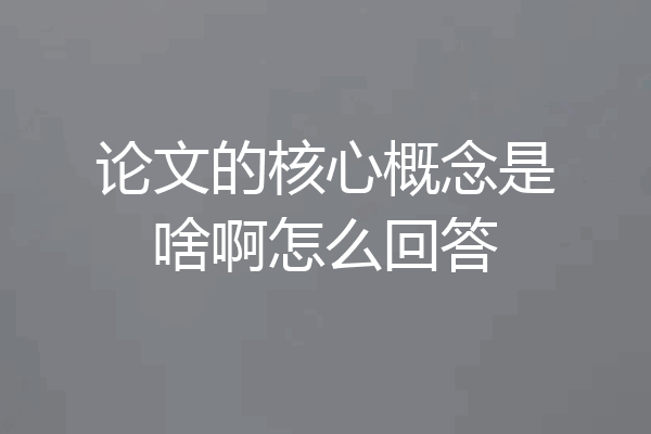 论文的核心概念是啥啊怎么回答