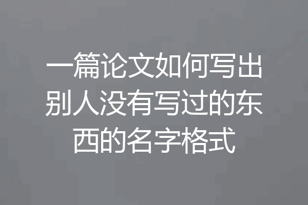 一篇论文如何写出别人没有写过的东西的名字格式