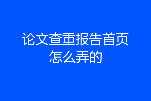 论文查重报告首页怎么弄的