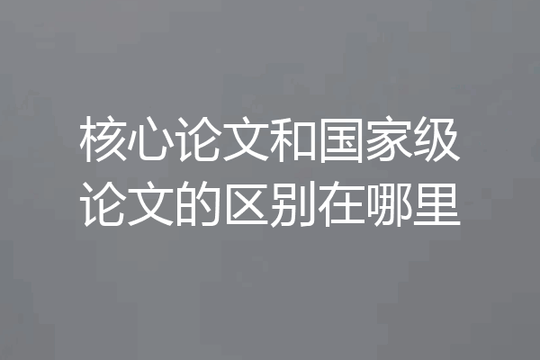 核心论文和国家级论文的区别在哪里