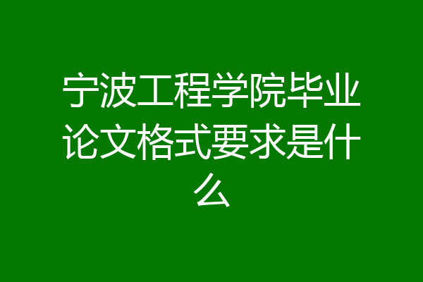 宁波工程学院毕业论文格式要求是什么