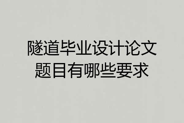 隧道毕业设计论文题目有哪些要求