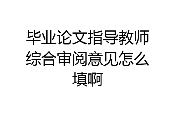 毕业论文指导教师综合审阅意见怎么填啊
