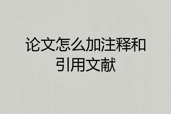 论文怎么加注释和引用文献