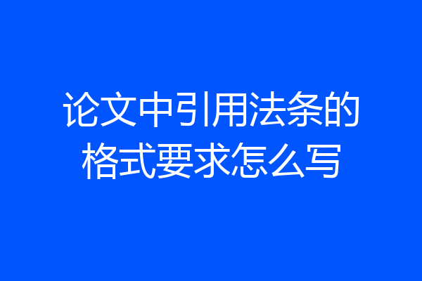 论文中引用法条的格式要求怎么写