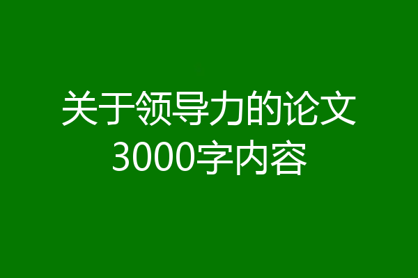 关于领导力的论文3000字内容