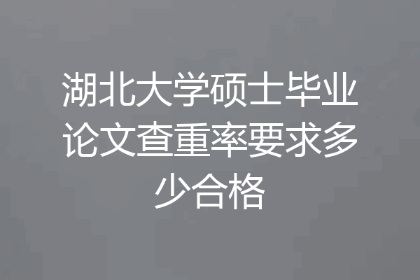 湖北大学硕士毕业论文查重率要求多少合格